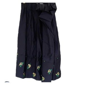 Stella McCartney black floral midi skirt 38 XS NEW